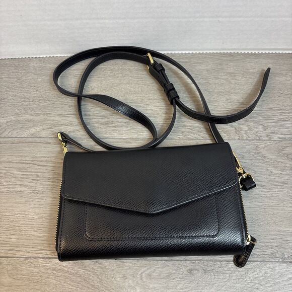 Vera Bradley Handbags - Rare Vera Bradley Black Leather Envelope Adjustable Crossbody Shoulder Bag Purse